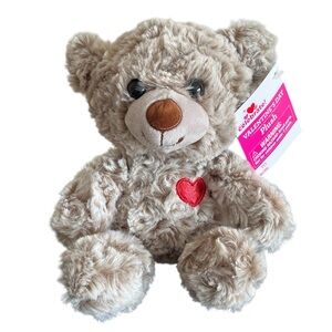 Way To Celebrate Swirl Teddy Bear Plush Brown Stuffed Toy Heart Valentines Love